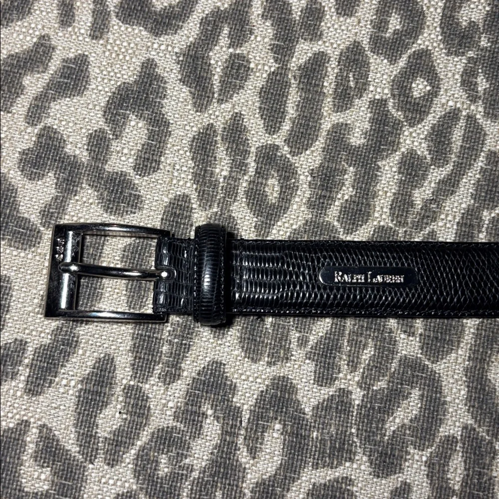Vintage Ralph Lauren Brown and Black Leather Belt snakeskin embossed classic